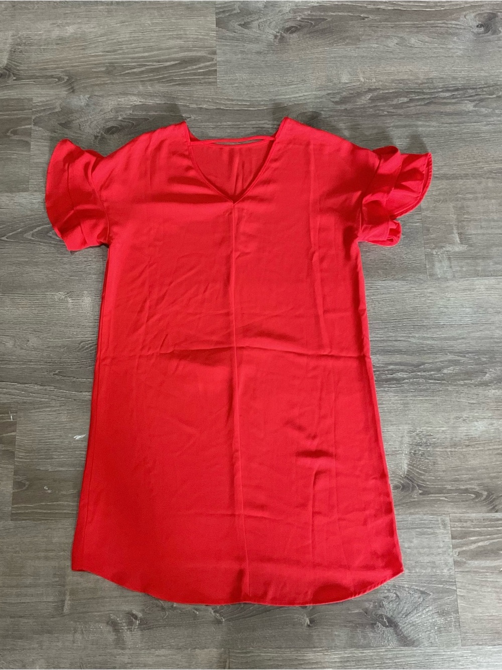 Maurices Red V-Neck Flutter Sleeve Dress